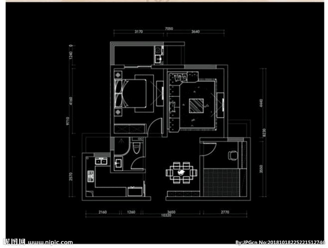 CAD两室平面方案定制