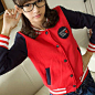【11促销】仅售￥75元 韩版女装撞色字母徽章贴布女棒球服棒球衫-淘宝网