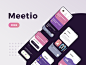 Meetio Free Ui Kit curve round rounded kit freebie free xd adobexd uniique cards color mobile apple interface app material ui flat
