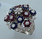 CARTIER Tremblant Diamond Ruby Sapphire & Wht Gold Ring Earrings image 4