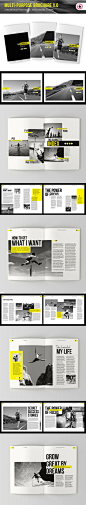 Favourite combinations all in one. Bold, yellow, and Trade Gothic. mm. The Silhouette Brochure by Tony Huynh, via Behance: 