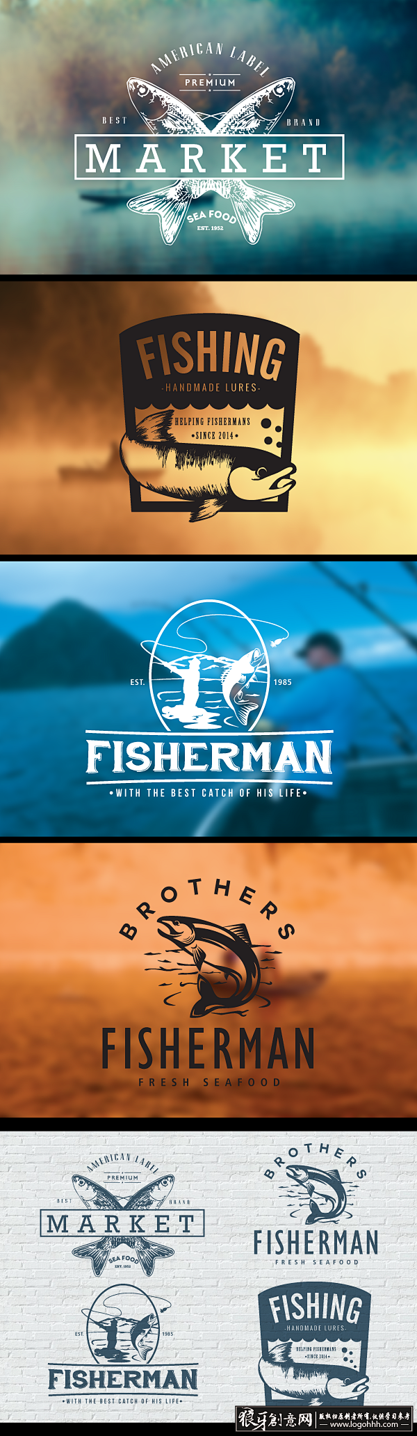 标志logo 鱼虾logo设计 水产品标...