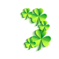 手绘水彩卡通绿色四叶草花卉透明免抠PNG图案 PS装饰合成设计素材 (98)
