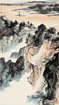 #国画山水# “百岁画仙”晏济元（1901～2011）作品欣赏，他101岁登华山，105岁登泰山，曾任重庆国画院名誉院长等职 ​​​​