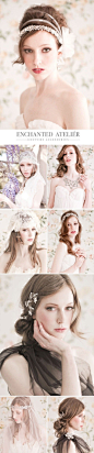 #头纱【Enchanted Atelier】几款超唯美森女系新娘头饰，蕾丝白纱，镶钻头箍，尽显浪漫风情噢