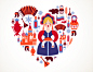 Russia heart + map with icons on Behance