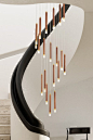 灯造家 楼梯间吊灯简约现代别墅复式楼客厅灯新中式黑胡桃木灯具