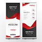 Free Vector | Modern roll up banner with red ribbon