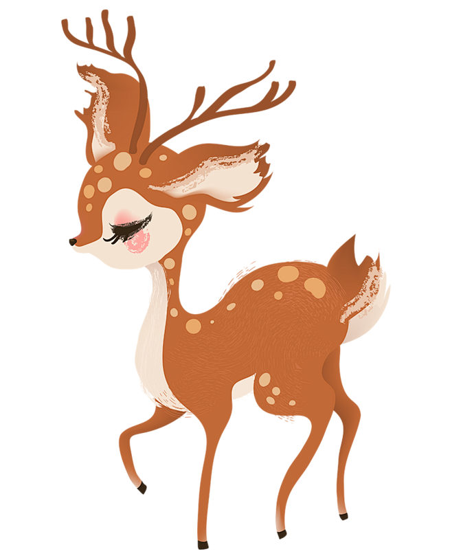 森林小动物卡通手绘水彩-小麋鹿