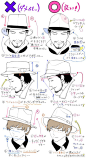#绘画参考# 绅士帽、兜帽、鸭舌帽你都画对了吗？马克来学习吧！来自推特绘师吉村拓也（twi：@hanari0716）的分享 ​​​​