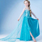 Frozen-Elsa-Princesse-Fille-Costume-Robe-Party-Beaded-Shawl-Dress-Cosplay-Gown