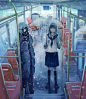 ただいま-sakuramo_旧作，公交车内的雪景_涂鸦王国插画