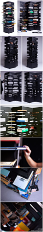 年轻的意大利设计师Marica Vizzuso设计了这个书架系统B-OK，看起来凌乱的结构似乎有其内在的秩序，除了不如传统书架能够容纳那么多的书籍，这个塔状的书架还是蛮个性的。_百度图片