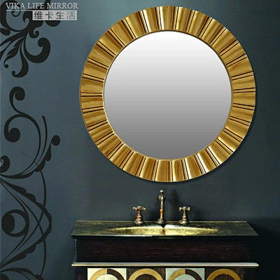 欧式古典镜子正圆形装饰镜浴室挂镜防水防潮...
