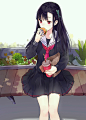 Tags: Anime, AkiruNyang, Straw, Fast Food, Paper Bag, Pixiv, Original