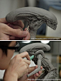 Sculpting the Dog Alien figure | Joseph Sang via fukubeetoe: 