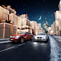 BMW Christmas Campaign : Full 3d scene of moving vehicles with snow falling and christmas environment at night. High resolution