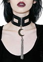 Killstar Nikky Choker making them do a double take. This vegan leather choker has cutout details, silver-tone moon and chain pendant and is adjustable in the back.  #dollskill #killstar #mercy #goth #gothfashion #emonite