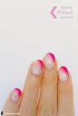 diagonal french manicure, pink nails