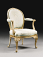 A GEORGE III GILTWOOD ARMCHAIR CIRCA 1770-5, ATTRIBUTED TO THOMAS CHIPPENDALE: 