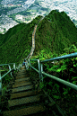 [天堂的阶梯] Haʻikū楼梯,也被称为天堂的阶梯，在夏威夷的瓦胡岛