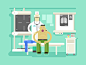Patient and doctor character flat vector illustration
