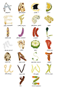 Vidhya Nagarajan绘制的26个字母食物字体