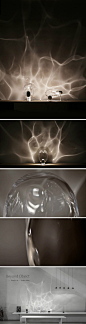 Beyond Object由常驻伦敦开办自己工作室的曾熙凯和Hanhsi Chen共同创作的，主打的就是合作项目Ripple 灯具的设计-该作品来自手工吹制玻璃工艺，灵感来源于水的折射，玻璃旋转随机通过光线产生的不确定形态演绎出光与影的变化莫测。介绍：http://t.cn/zT06N8G http://t.cn/zT06ffF
