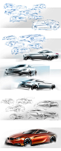 【名车手绘&版面设计】Mercedes SLK+BMW série 5+Porsche 911 by Florian QUERTINMONT —欢迎加入工业设计手绘交流群 44273244
