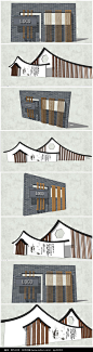现代新中式景观墙SU模型图片