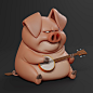 猪-3D动物角色设定/C4D/Blender