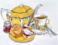 【最新图片】与下午茶甜点盛宴约会，艺术家Alexandra Nea的手绘美食小图，彩色铅笔描绘精致欧式甜点_图1_海报时尚网图片库
