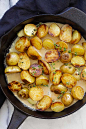 Creamy Garlic Thyme Potatoes - the best and easiest potatoes with garlic thyme in buttery and creamy sauce. A perfect side dish | rasamalaysia.com