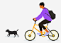 骑单车的男孩高清素材 休闲 出行 卡通手绘 小狗 男孩 装饰图案 运动 骑单车 免抠png 设计图片 免费下载