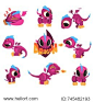 Collection of cartoon baby dragon for game design