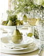 pretty table setting - Have the wine and pears and just need some chocolate!