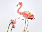 Flamingo, Flower petal bird by Hong Yi