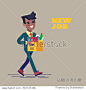 Successful smiling young black man going to the new job with box. Welcome to the new job business concept. New job vector illustration in flat design.