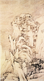 清 弘仁《西岩松雪图》纵192.5厘米，横104.5厘米。北京故宫博物院藏。