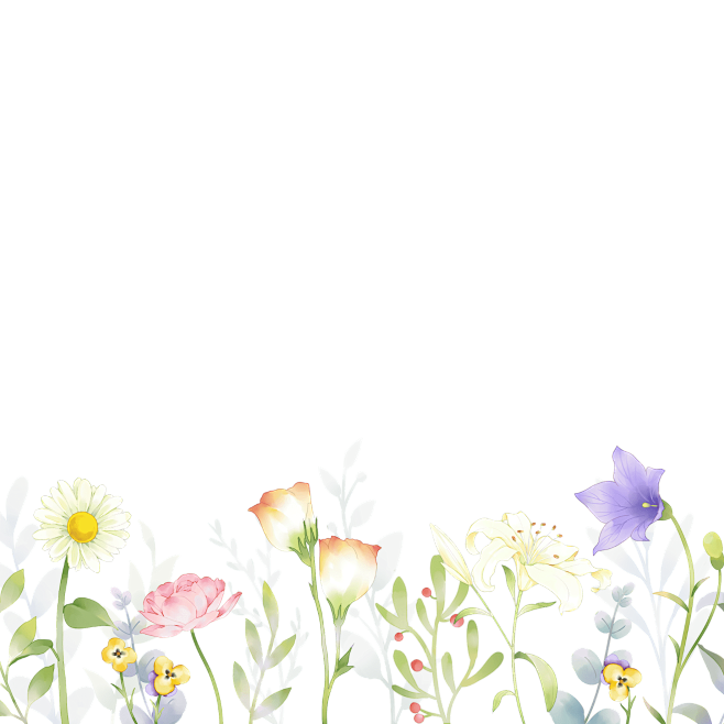 水彩彩色花丛花卉元素