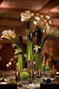 Holiday centerpiece: calla lillies & orchids