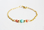 mint, coral and gold beaded bracelet - delicate minimal jewelry - gift for her under 15