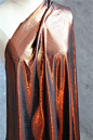 原创设计师面料 焦糖色烫金拉丝闪光布条纹肌理布料 创意服装面料-淘宝网
