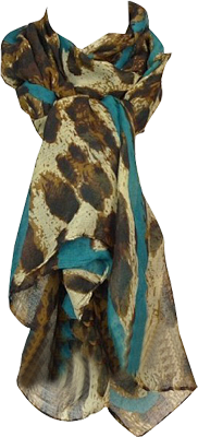 蓝色豹纹薄纱长方形围巾（多色）-最搭配
