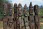 Wagas (funeral monuments), funerary stelae, wood, Konso (Unesco World Heritage List, 2011), Southern Nations, Nationalities, and Peoples Region, Ethiopia