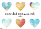 手绘水彩爱心设计素材Painted hearts clipart set 2 设计模板 