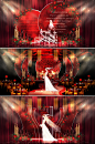 欧式红色时尚婚礼效果图布置