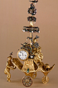 1766年 中国手风时钟 by 詹姆斯·考克斯 ；黄金、钻石、宝石；珍珠母贝表盘、白色珐琅表针、黄铜、部分镀金等；