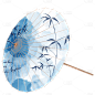 中国风-手绘花朵油纸伞贴纸