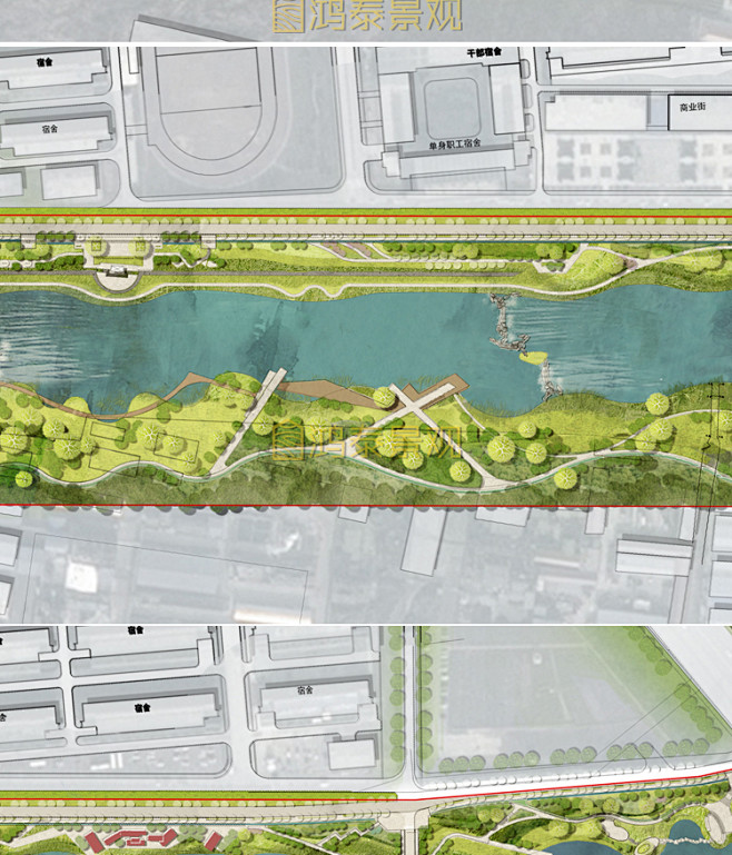 滨水河公园景观设计文本CAD平面方案城市...